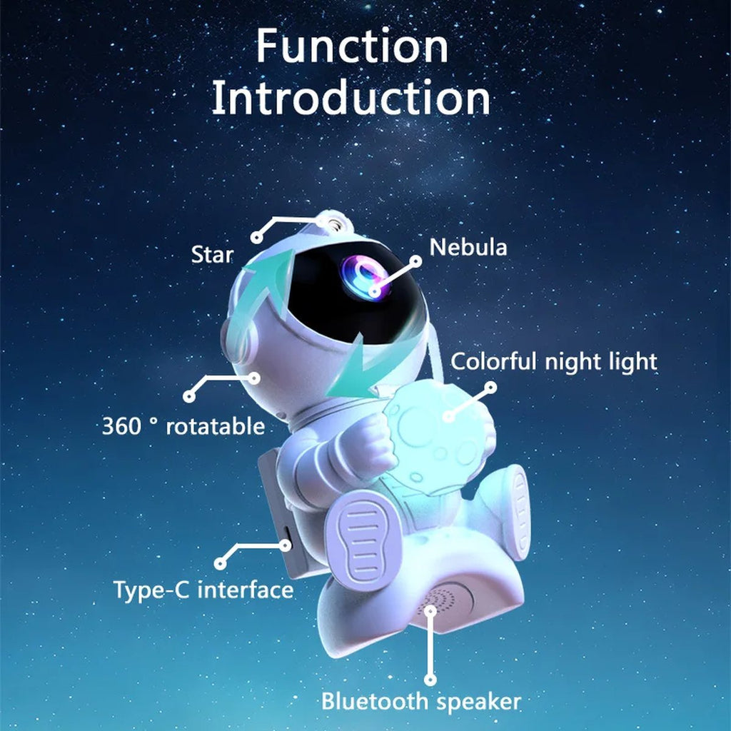 Features: star, nebula, colorful night light, 360° rotatable head, Type-C, Bluetooth speaker